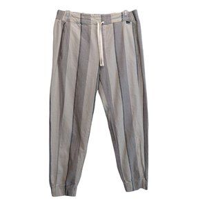 Hurley Women's Striped Green and Tan Beach Jogger Pants Size Small